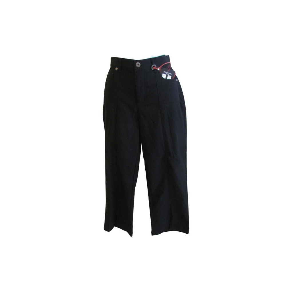 NWT Simon Chang Denim Cropped Pants Size 6 Black‎ Stretch Straight Leg 3-5353